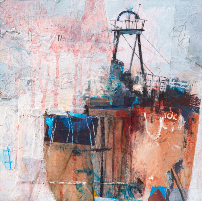 rusty ship collage painting