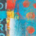 dramatic energetic abstract mixed media with lettering